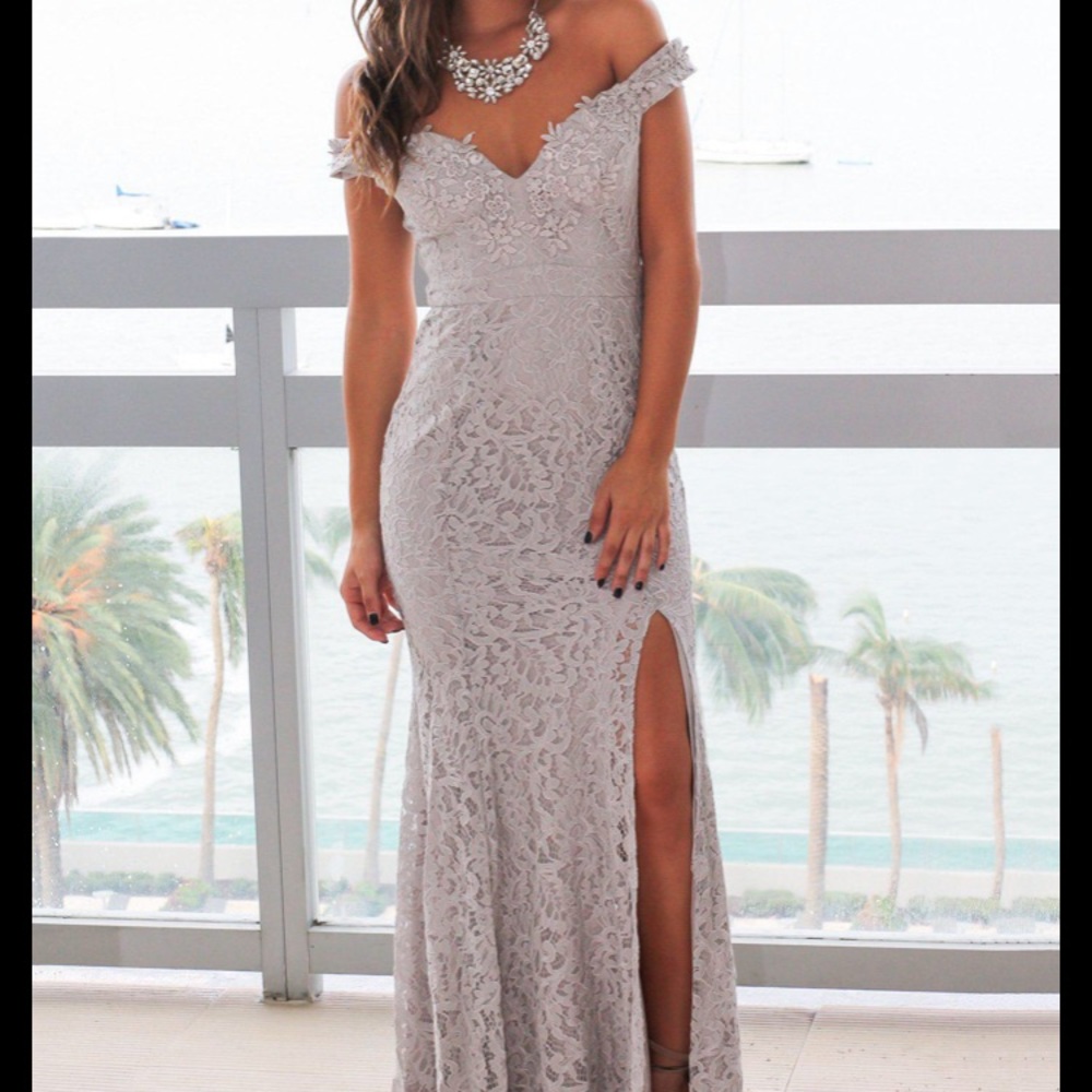 Grey maxi dress with slit